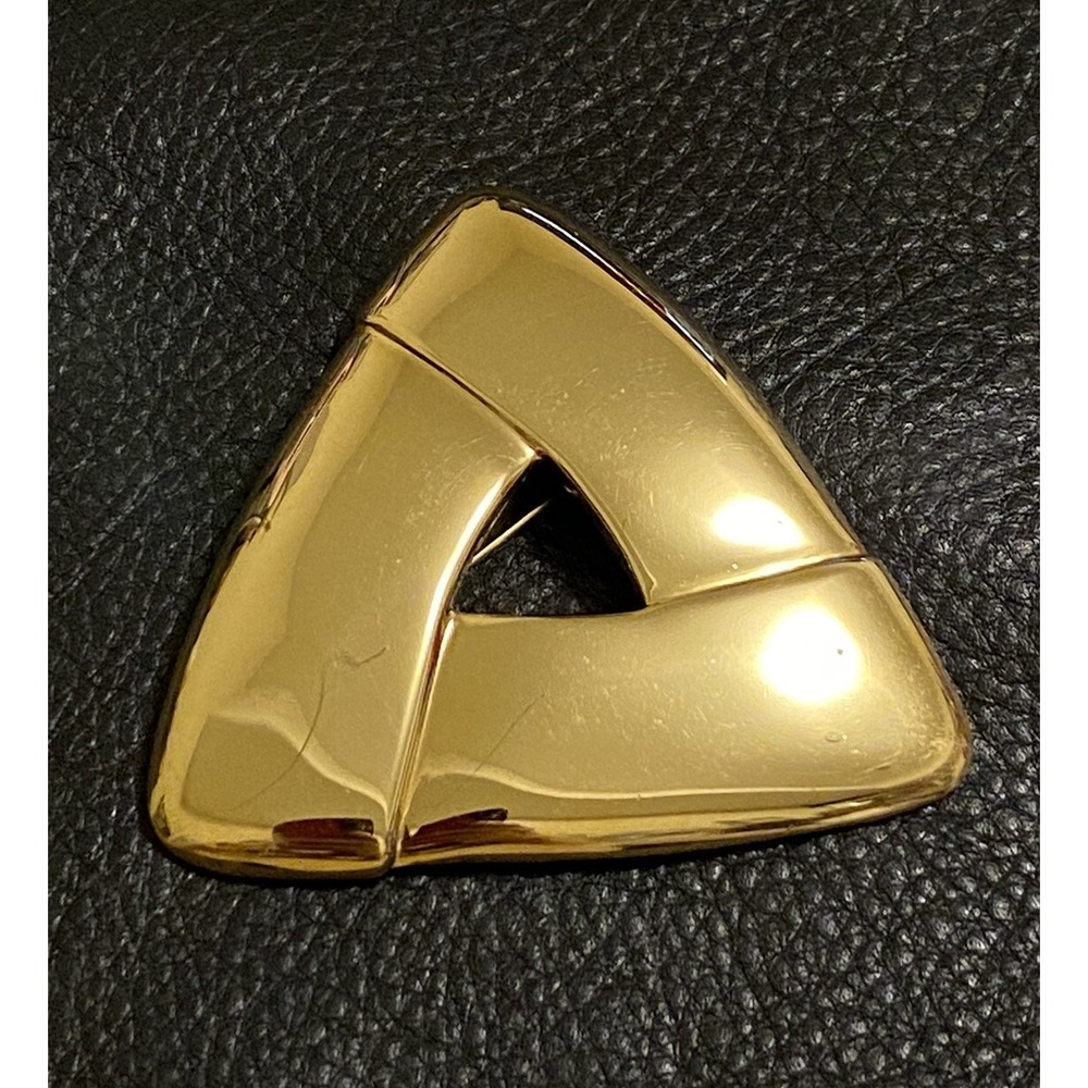 VNTG 1970"s MONET OVERSIZED OVERLAPPING TRIANGLE GOLD TONE PIN BROOCH Modernist